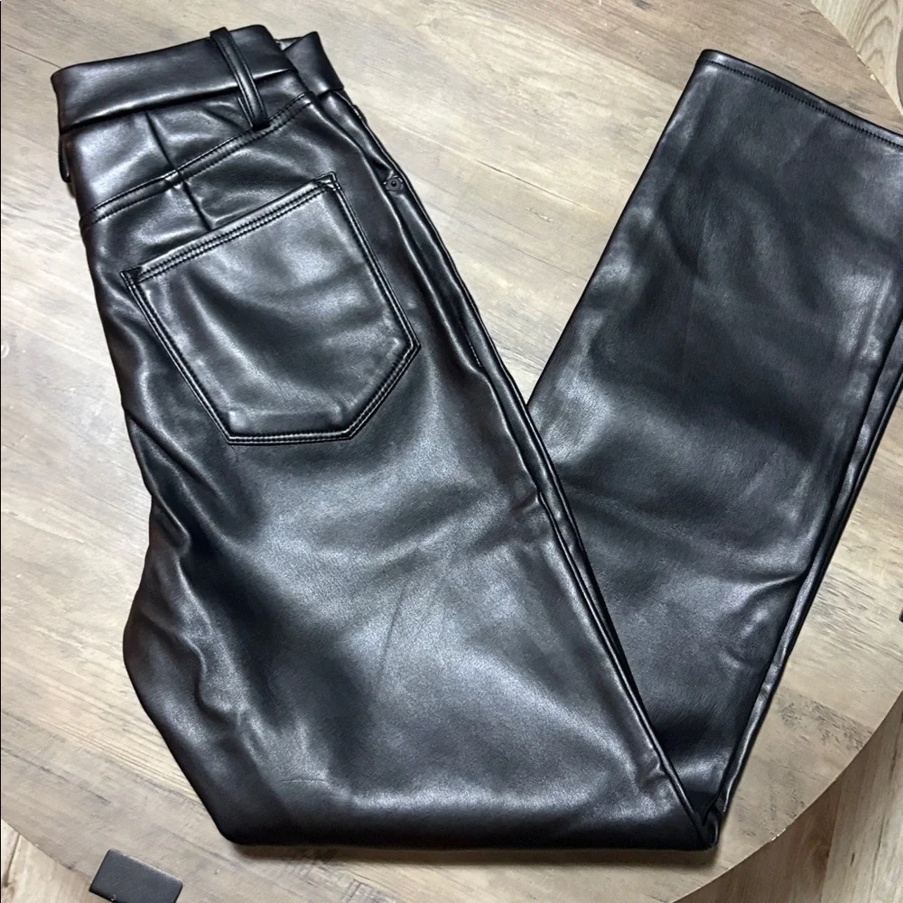 Woman’s good American Black Leather Jeans